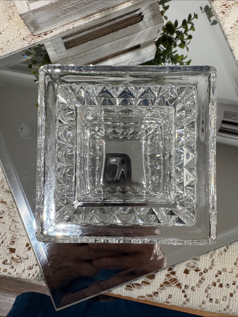 Waterford Crystal Clear Marquis Square Votive VTG EUC - Picture 7 of 12